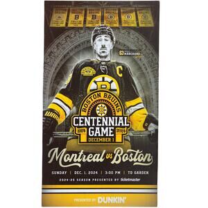 Boston Bruins v Montreal Canadiens 12/1/2024 Centennial Game Poster w Marchand